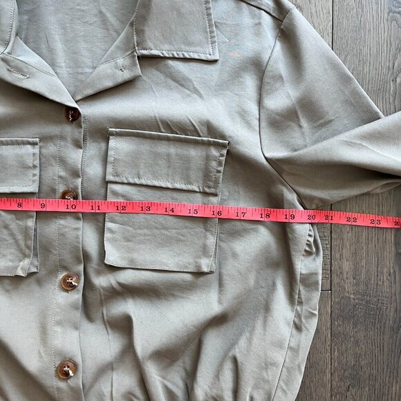 Onedreamer Army Green Cropped Safari Jacket Size XS Lightweight Utility Layer - Picture 5 of 6